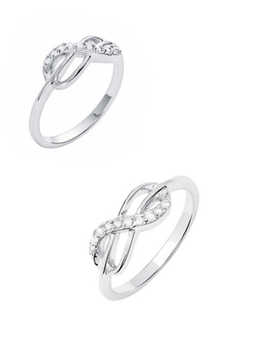 NEW Diamond Infinity Ring 10 Genuine I3 925 Sterling Silver Sz 7